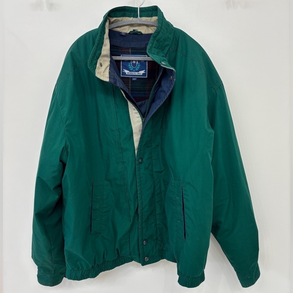 Members Only Green Jacket Mens Vintage Heavy Iconic Racer Quilted Lining XXT